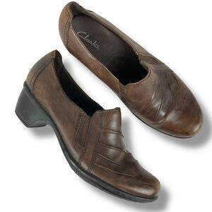 Clarks Partridge Women's Brown Leather Heeled Booties Size 7.5